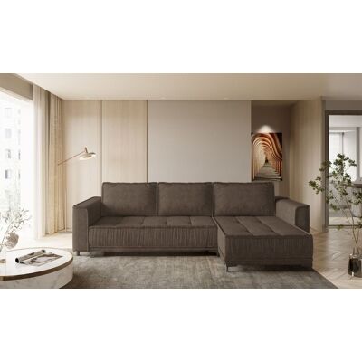 Fun Möbel Ecksofa Schlafsofa Sofa JUNA Stoff Terra Braun Ottomane Rechts Fun Möbel Ecksofa Schlafsofa Sofa JUNA Stoff Terra Braun Ottomane Rechts
