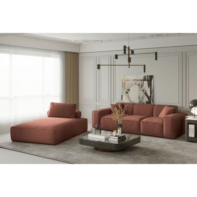 Fun Moebel Sofa Set 2-tlg Sezlong und Sofa 3-Sitzer CELES in Stoff Opera Velvet Kupferbraun Fun Moebel Sofa Set 2-tlg Sezlong und Sofa 3-Sitzer CELES in Stoff Opera Velvet Kupferbraun