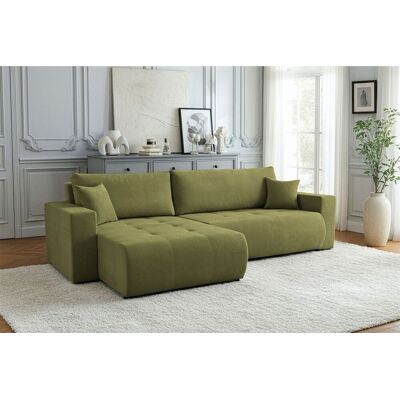 Fun Möbel Ecksofa Schlafsofa Sofa ARMARI in Stoff Wind Moosgrün Ottomane Rechts Fun Möbel Ecksofa Schlafsofa Sofa ARMARI in Stoff Wind Moosgrün Ottomane Rechts