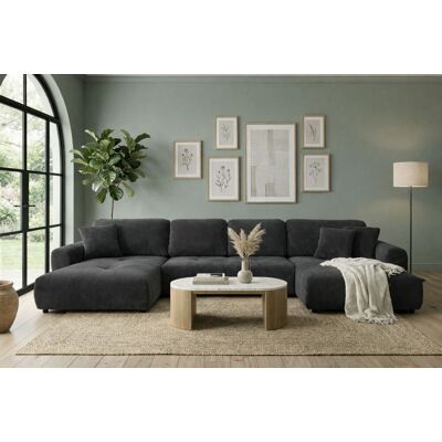 Fun Möbel Wohnlandschaft mit Schlaffunktion BRUSK MAX Sofa in Stoff Kronos Dunkelgrau Fun Möbel Wohnlandschaft mit Schlaffunktion BRUSK MAX Sofa in Stoff Kronos Dunkelgrau