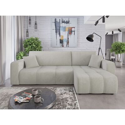 Fun Möbel Ecksofa mit Schlaffunktion Sofa DAGNY in Stoff Poso Hellgrau Ottomane Rechts Fun Möbel Ecksofa mit Schlaffunktion Sofa DAGNY in Stoff Poso Hellgrau Ottomane Rechts