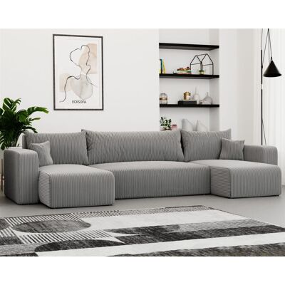 Fun Möbel Wohnlandschaft mit Schlaffunktion Schlafsofa LUNA in Stoff Poso Hellgrau Fun Möbel Wohnlandschaft mit Schlaffunktion Schlafsofa LUNA in Stoff Poso Hellgrau