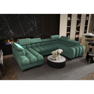 Fun Moebel Wohnlandschaft Schlafsofa BASTIEN in Stoff Moly Grün Ottomane Links Fun Moebel Wohnlandschaft Schlafsofa BASTIEN in Stoff Moly Grün Ottomane Links