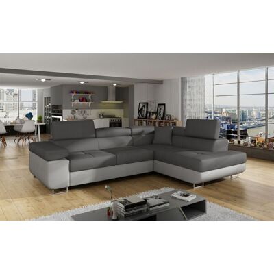 Fun Moebel Ecksofa Schlafsofa SARRA in Stoff Monolith Grau-Dunkelgrau Ottomane Rechts Fun Moebel Ecksofa Schlafsofa SARRA in Stoff Monolith Grau-Dunkelgrau Ottomane Rechts