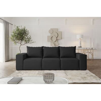 Fun Möbel Sofa Designersofa ESTELLE 3-Sitzer mit Schlaffunktion Stoff Opera Velvet Schwarz Fun Möbel Sofa Designersofa ESTELLE 3-Sitzer mit Schlaffunktion Stoff Opera Velvet Schwarz