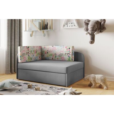 Fun Moebel Sofa Kindersofa Schlafsofa inkl. Bettkasten MAILO Seite Rechts Stoff Grau-Kinder Fun Moebel Sofa Kindersofa Schlafsofa inkl. Bettkasten MAILO Seite Rechts Stoff Grau-Kinder