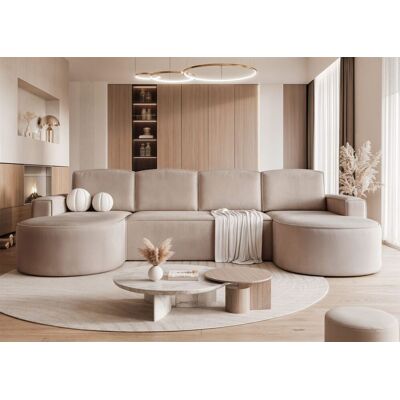 Fun Möbel Wohnlandschaft mit Schlaffunktion Sofa ARLET in Stoff Riviera Beige Fun Möbel Wohnlandschaft mit Schlaffunktion Sofa ARLET in Stoff Riviera Beige