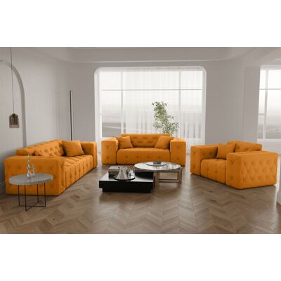 Fun Moebel Sofaset Designersofa CHANTAL 3-2-1 in Stoff Opera Velvet Gelb Fun Moebel Sofaset Designersofa CHANTAL 3-2-1 in Stoff Opera Velvet Gelb