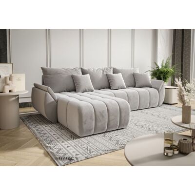 Fun Möbel Ecksofa Schlafsofa LOUISE Stoff Monolith Hellgrau Ottomane Links Fun Möbel Ecksofa Schlafsofa LOUISE Stoff Monolith Hellgrau Ottomane Links