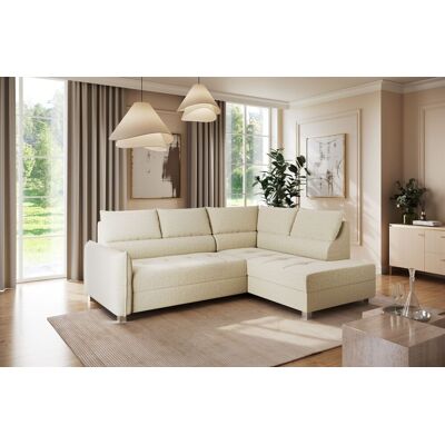 Fun Möbel Ecksofa Schlafsofa Sofa MARNO in Stoff Vogue Creme Ottomane Rechts Fun Möbel Ecksofa Schlafsofa Sofa MARNO in Stoff Vogue Creme Ottomane Rechts