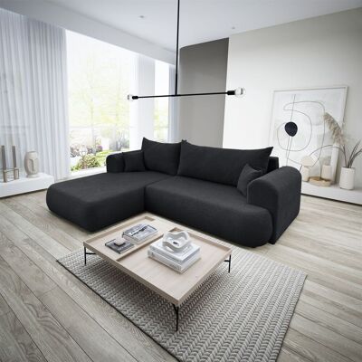 Fun Möbel Ecksofa Schlafsofa ANIKE Stoff Now or Never Schwarz Ottomane Links Fun Möbel Ecksofa Schlafsofa ANIKE Stoff Now or Never Schwarz Ottomane Links