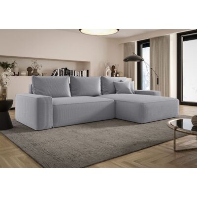 Fun Möbel Ecksofa Schlafsofa Sofa WALKEN Stoff Poso Hellgrau Ottomane Rechts Fun Möbel Ecksofa Schlafsofa Sofa WALKEN Stoff Poso Hellgrau Ottomane Rechts
