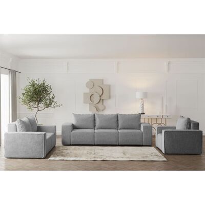 Fun Möbel Sofaset Designersofa ESTELLE 3-2-1 mit Schlaffunktion Stoff Abriamo Grau Fun Möbel Sofaset Designersofa ESTELLE 3-2-1 mit Schlaffunktion Stoff Abriamo Grau