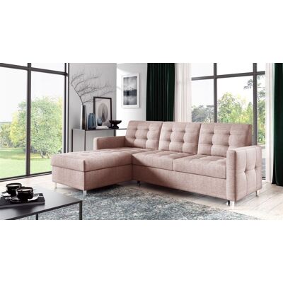Fun Möbel Ecksofa Sofa NURI Stoff Luis Rose mit Schlaffunktion Ottomane Links Fun Möbel Ecksofa Sofa NURI Stoff Luis Rose mit Schlaffunktion Ottomane Links