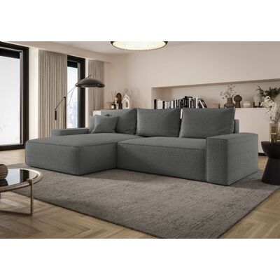 Fun Möbel Ecksofa Schlafsofa Sofa WALKEN Stoff Quelle Dunkelgrau Ottomane Links Fun Möbel Ecksofa Schlafsofa Sofa WALKEN Stoff Quelle Dunkelgrau Ottomane Links