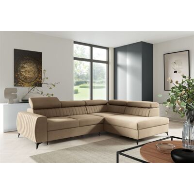 Fun Moebel Ecksofa Schlafsofa Sofa TORONTO Stoff Element Beige Ottomane Rechts Fun Moebel Ecksofa Schlafsofa Sofa TORONTO Stoff Element Beige Ottomane Rechts