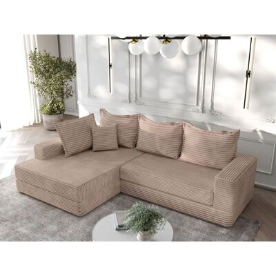 Fun Möbel Ecksofa Couchgarnitur Sofa OSKAR in Stoff Tilia Hellbraun Ottomane Links Fun Möbel Ecksofa Couchgarnitur Sofa OSKAR in Stoff Tilia Hellbraun Ottomane Links