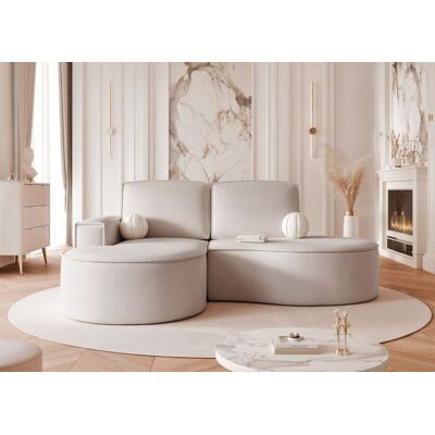Fun Möbel Ecksofa Designersofa Sofa ARLET in Stoff Riviera Hellbeige Ottomane Links Fun Möbel Ecksofa Designersofa Sofa ARLET in Stoff Riviera Hellbeige Ottomane Links