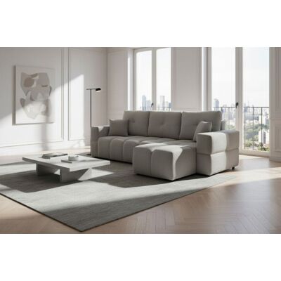 Fun Möbel Ecksofa Schlafsofa Sofa DENISE in Stoff Centaur Grau Ottomane Rechts Fun Möbel Ecksofa Schlafsofa Sofa DENISE in Stoff Centaur Grau Ottomane Rechts