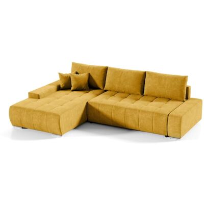 Fun Möbel Ecksofa Sofa mit Schlaffunktion VOGAR Stoff Aston Gelb Ottomane Links Fun Möbel Ecksofa Sofa mit Schlaffunktion VOGAR Stoff Aston Gelb Ottomane Links