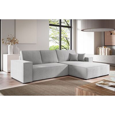 Fun Möbel Ecksofa Schlafsofa CORUNIA Stoff Aragon Hellgrau Ottomane Rechts Fun Möbel Ecksofa Schlafsofa CORUNIA Stoff Aragon Hellgrau Ottomane Rechts