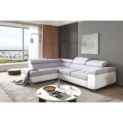 Fun Moebel Ecksofa Sofa JADE Stoff Soft / Paros Weiss-Hellgrau mit Schlaffunktion Ottoma... Fun Moebel Ecksofa Sofa JADE Stoff Soft / Paros Weiss-Hellgrau mit Schlaffunktion Ottoma...