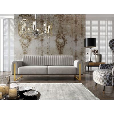 Fun Möbel Sofa Designersofa VALERIE 3-Sitzer in Stoff Elisa Velvet Hellgrau Fun Möbel Sofa Designersofa VALERIE 3-Sitzer in Stoff Elisa Velvet Hellgrau