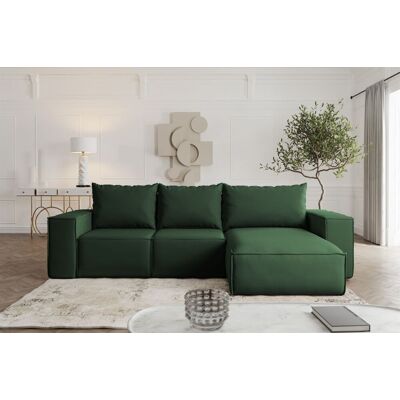 Fun Möbel Ecksofa mit Schlaffunktion ESTELLE Stoff Opera Velvet Dunkelgrün Ottomane Rechts Fun Möbel Ecksofa mit Schlaffunktion ESTELLE Stoff Opera Velvet Dunkelgrün Ottomane Rechts