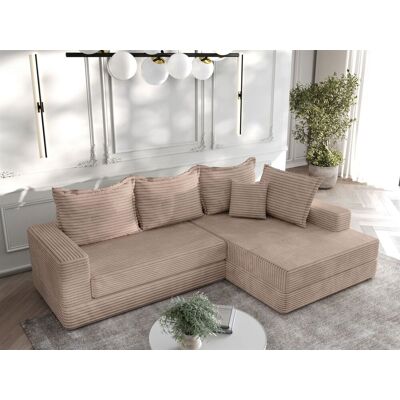 Fun Möbel Ecksofa Couchgarnitur Sofa OSKAR in Stoff Tilia Hellbraun Ottomane Rechts Fun Möbel Ecksofa Couchgarnitur Sofa OSKAR in Stoff Tilia Hellbraun Ottomane Rechts