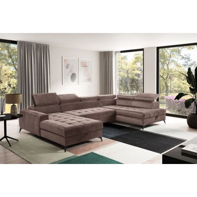 Fun Möbel Wohnlandschaft Schlafsofa AGNESA Stoff Salvador Braun Ottomane Links Fun Möbel Wohnlandschaft Schlafsofa AGNESA Stoff Salvador Braun Ottomane Links