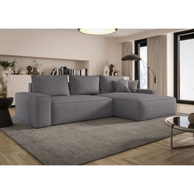 Fun Möbel Ecksofa Schlafsofa Sofa WALKEN Stoff Aragon Grau Ottomane Rechts Fun Möbel Ecksofa Schlafsofa Sofa WALKEN Stoff Aragon Grau Ottomane Rechts