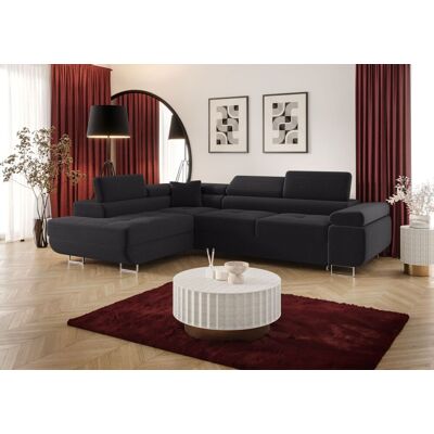 Fun Möbel Ecksofa Schlafsofa Sofa MONARO Stoff Poso Dunkelgrau Ottomane Links Fun Möbel Ecksofa Schlafsofa Sofa MONARO Stoff Poso Dunkelgrau Ottomane Links