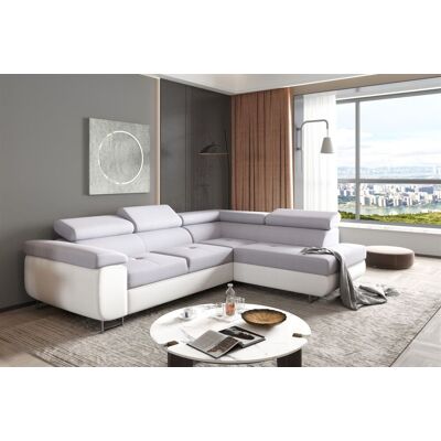 Fun Moebel Ecksofa Sofa JADE Stoff Soft / Paros Weiss-Hellgrau mit Schlaffunktion Ottoma... Fun Moebel Ecksofa Sofa JADE Stoff Soft / Paros Weiss-Hellgrau mit Schlaffunktion Ottoma...