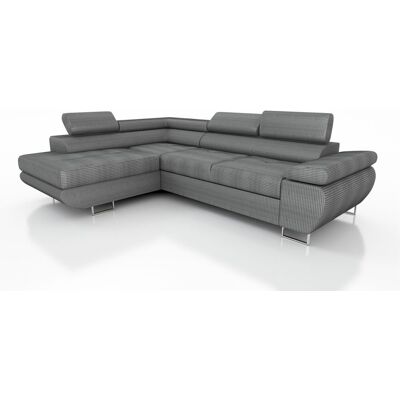 Fun Moebel Couchgarnitur ELON Stoff Grau mit Schlaffunktion Ottomane Links Fun Moebel Couchgarnitur ELON Stoff Grau mit Schlaffunktion Ottomane Links