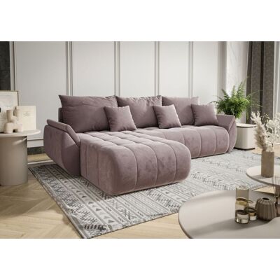 Fun Möbel Ecksofa Schlafsofa AKITA Stoff Monolith Flieder Ottomane Links Fun Möbel Ecksofa Schlafsofa AKITA Stoff Monolith Flieder Ottomane Links