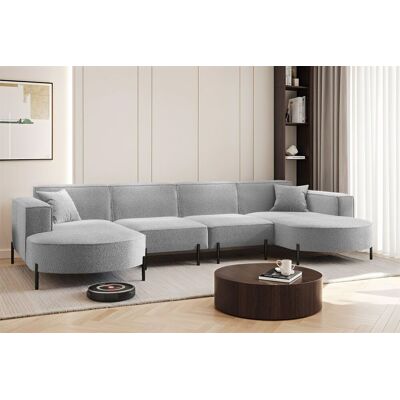 Fun Möbel Wohnlandschaft U-Form Sofa VALENCIA XL in Stoff Quelle Hellgrau Fun Möbel Wohnlandschaft U-Form Sofa VALENCIA XL in Stoff Quelle Hellgrau