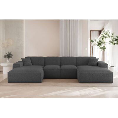 Fun Möbel Wohnlandschaft Sofa U-Form CELES PREMIUM XS in Stoff Sven Dunkelgrau Fun Möbel Wohnlandschaft Sofa U-Form CELES PREMIUM XS in Stoff Sven Dunkelgrau