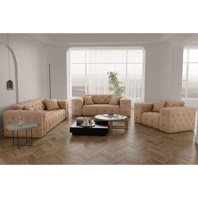 Fun Moebel Sofaset Designersofa CHANTAL 3-2-1 in Stoff Opera Velvet Beige Fun Moebel Sofaset Designersofa CHANTAL 3-2-1 in Stoff Opera Velvet Beige