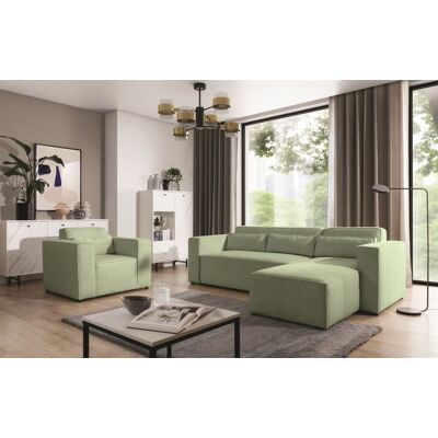 Fun Möbel Ecksofa Schlafsofa inkl. Sessel WALDO Stoff Brooklyn Hellgrün Ottomane Rechts Fun Möbel Ecksofa Schlafsofa inkl. Sessel WALDO Stoff Brooklyn Hellgrün Ottomane Rechts