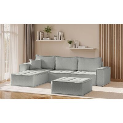 Fun Möbel Ecksofa Modulsofa 4-teilig SANDE Stoff Alpine Hellgrau Ottomane Links Fun Möbel Ecksofa Modulsofa 4-teilig SANDE Stoff Alpine Hellgrau Ottomane Links
