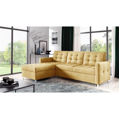 Fun Möbel Ecksofa Sofa NURI Stoff Luis Gelb mit Schlaffunktion Ottomane Links Fun Möbel Ecksofa Sofa NURI Stoff Luis Gelb mit Schlaffunktion Ottomane Links