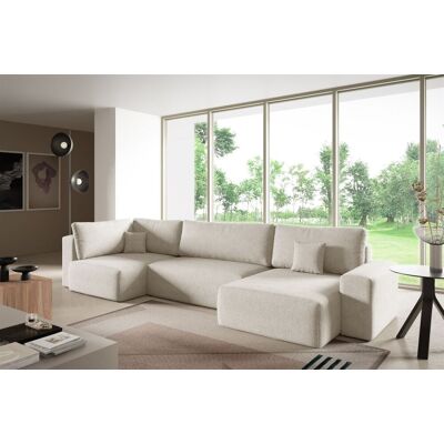 Fun Möbel Wohnlandschaft mit Schlaffunktion ARONA XL Stoff Centaur Creme Ottomane Rechts Fun Möbel Wohnlandschaft mit Schlaffunktion ARONA XL Stoff Centaur Creme Ottomane Rechts