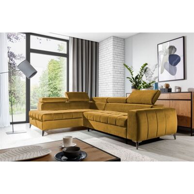 Fun Moebel - AGNESA - Honiggelb - Ottomane Links - Schlafsofa Fun Moebel - AGNESA - Honiggelb - Ottomane Links - Schlafsofa