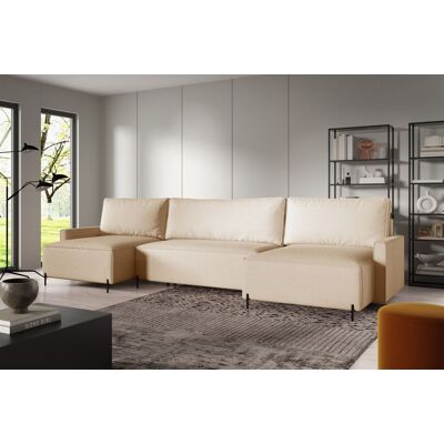 Fun Möbel Wohnlandschaft mit Schlaffunktion BRAGA Sofa U-Form Stoff Now or Never Creme Fun Möbel Wohnlandschaft mit Schlaffunktion BRAGA Sofa U-Form Stoff Now or Never Creme