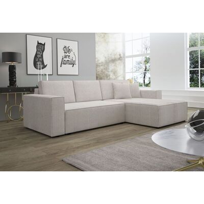 Fun Moebel Ecksofa Schlafsofa Sofa CONOR Stoff Altweiss Ottomane Rechts Fun Moebel Ecksofa Schlafsofa Sofa CONOR Stoff Altweiss Ottomane Rechts
