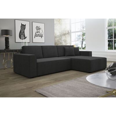 Fun Moebel Ecksofa Schlafsofa Sofa CONOR Stoff Schwarz Ottomane Rechts Fun Moebel Ecksofa Schlafsofa Sofa CONOR Stoff Schwarz Ottomane Rechts