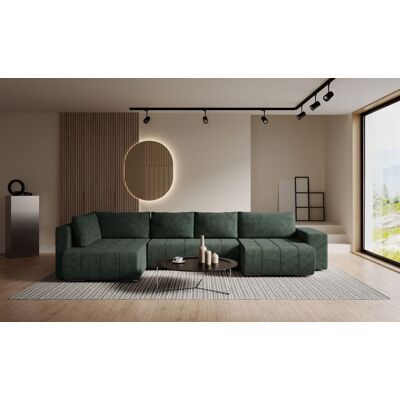 Fun Möbel Wohnlandschaft Schlafsofa ARMANDA in Stoff Blur Grün langer Schenkel Links Fun Möbel Wohnlandschaft Schlafsofa ARMANDA in Stoff Blur Grün langer Schenkel Links