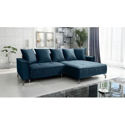 Fun Möbel Ecksofa Schlafsofa Sofa FLORENCE Stoff Element Dunkelblau Ottomane Rechts Fun Möbel Ecksofa Schlafsofa Sofa FLORENCE Stoff Element Dunkelblau Ottomane Rechts