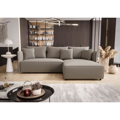 Fun Möbel Ecksofa Schlafsofa EVORA Stoff Poso Hellbraun Ottomane Rechts Fun Möbel Ecksofa Schlafsofa EVORA Stoff Poso Hellbraun Ottomane Rechts