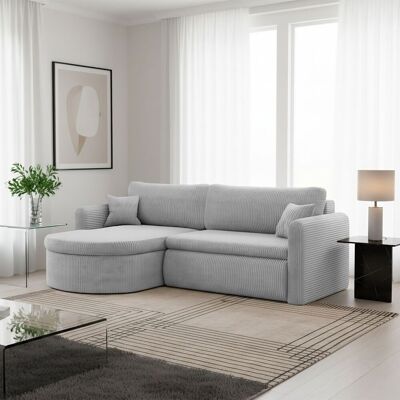 Fun Möbel Ecksofa Schlafsofa FELIZ Stoff Poso Hellgrau Ottomane Links Fun Möbel Ecksofa Schlafsofa FELIZ Stoff Poso Hellgrau Ottomane Links